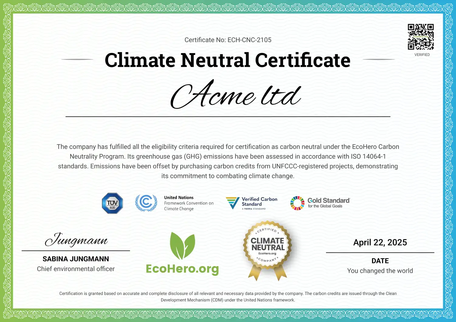 EcoHero - your Climate Neutral Business platform